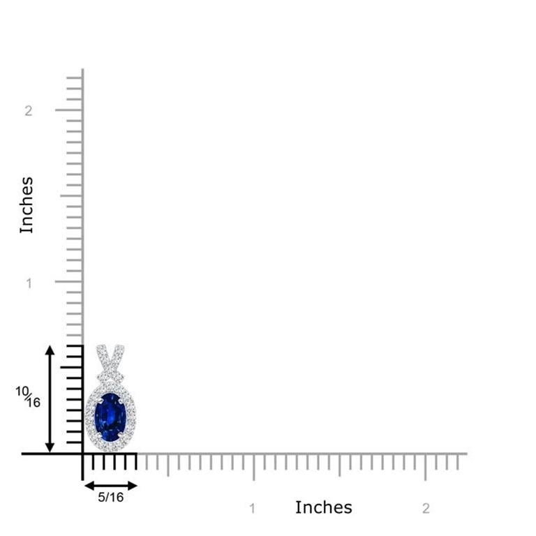 ANGARA Natürlicher 0,60 Karat blauer Saphir-Anhänger mit Diamant-Halo aus 14 Karat Weißgold (Moderne) im Angebot