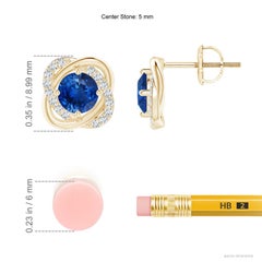 Angara Natural Sapphire Solitaire Knot Stud Earrings in 14K Solid Gold for Women