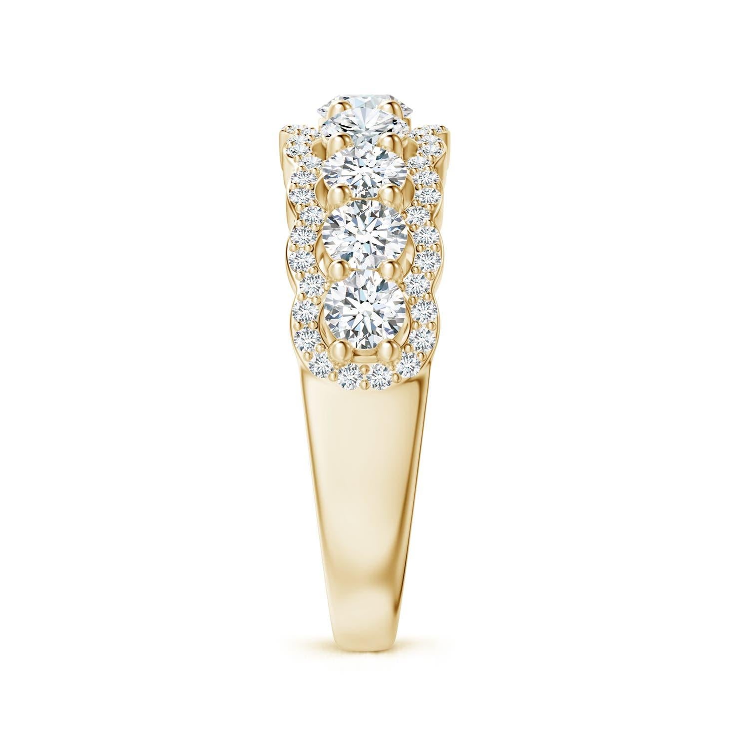 Angara Natural Scalloped-Edge Diamond Anniversary Ring in 14K massivem Gold (Rundschliff) im Angebot