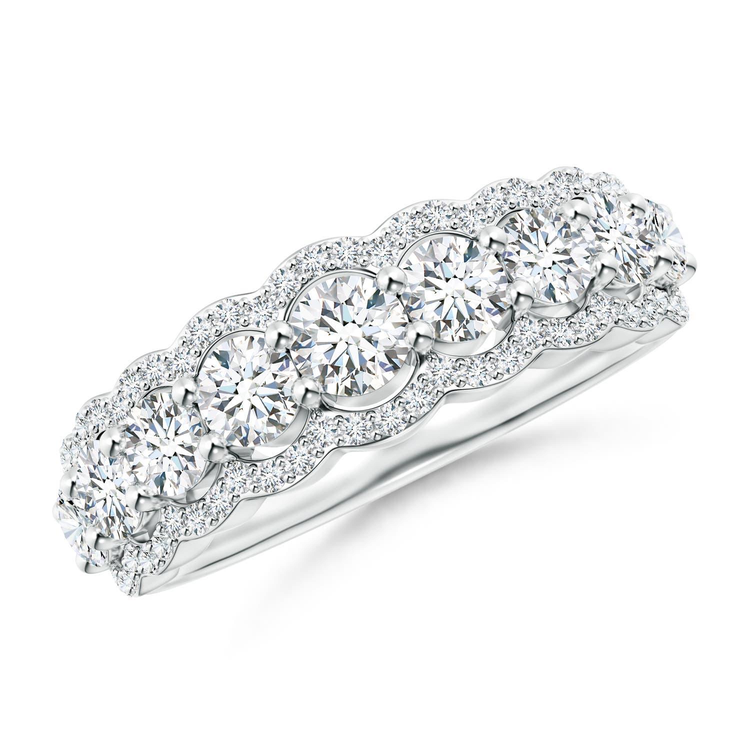Angara Natural Scalloped-Edge Diamond Anniversary Ring in 14K massivem Gold im Angebot 1