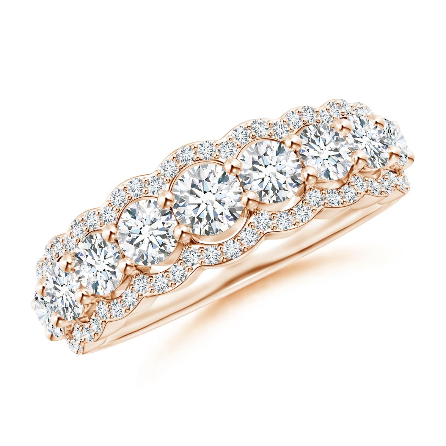 Angara Natural Scalloped-Edge Diamond Anniversary Ring in 14K massivem Gold im Angebot 2