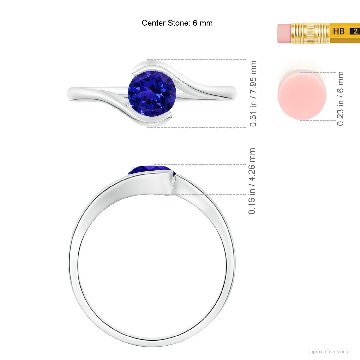 Angara natürlichen Semi Lünette-Set Solitär Runde Tansanit Ring in 14K massivem Gold Damen im Angebot
