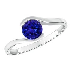 Angara Natural Semi Bezel-Set Solitaire Round Tanzanite Ring in 14K Solid Gold