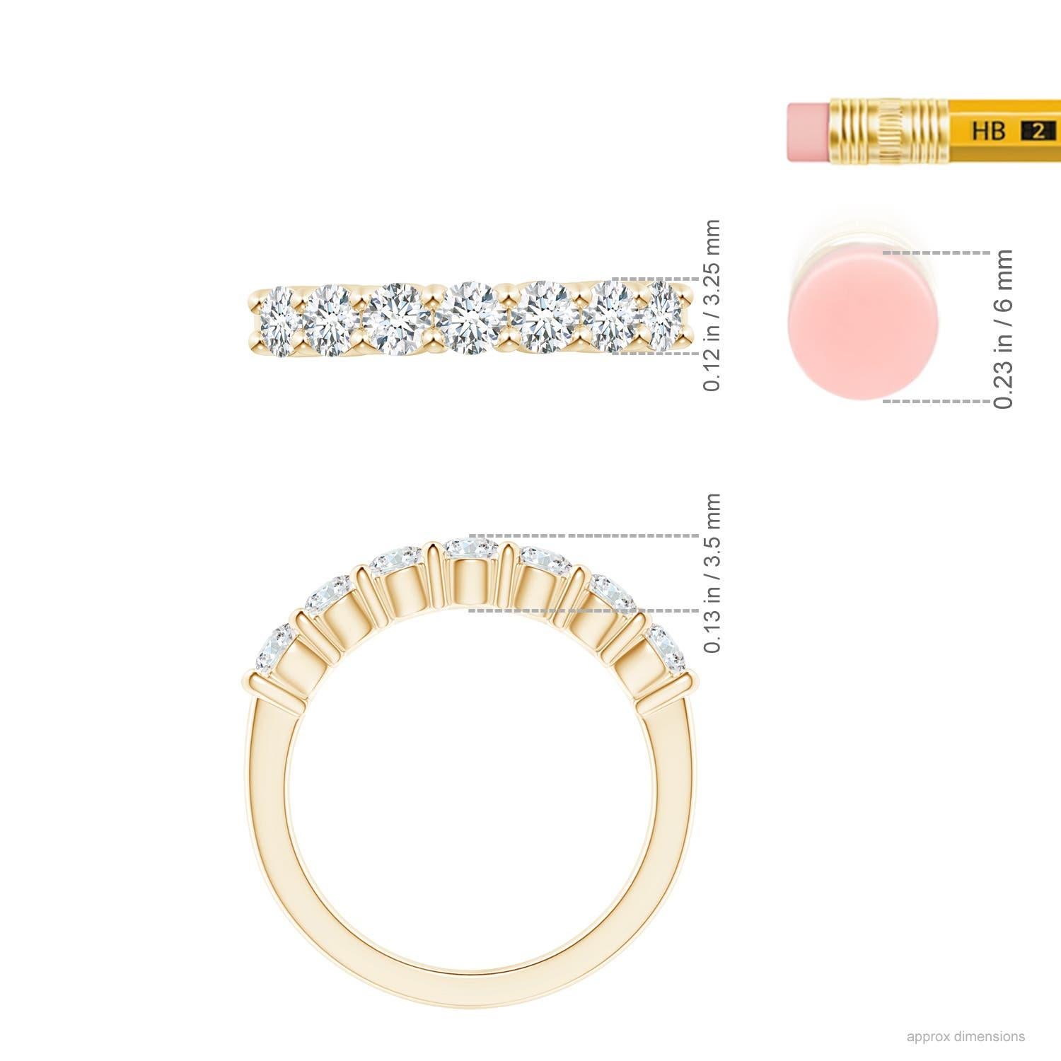 Angara natürlichen sieben Stein 1,02 ct Diamant Ehering in 14K massivem Gold Damen im Angebot