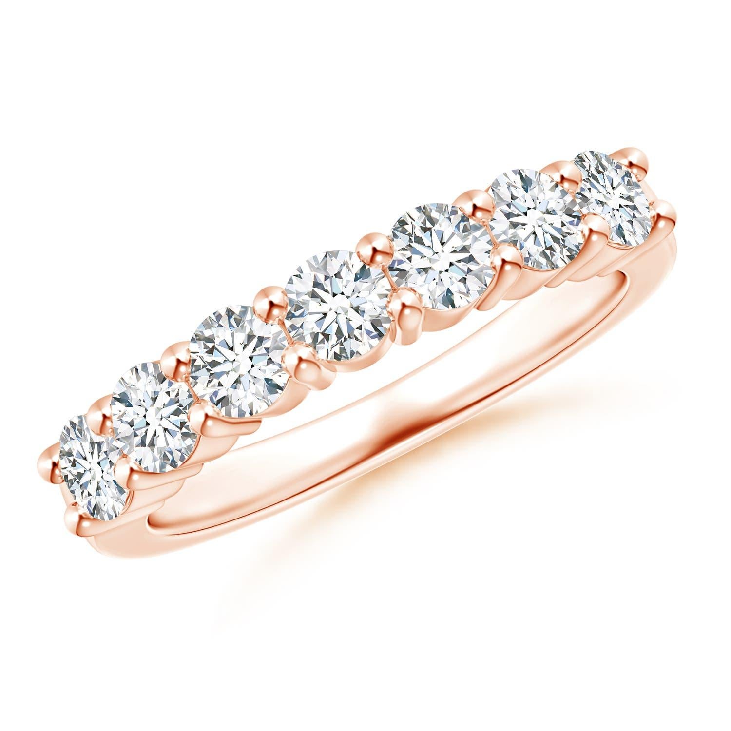 Angara natürlichen sieben Stein 1,02 ct Diamant Ehering in 14K massivem Gold im Angebot 2