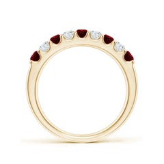 Angara natürlichen geteilt Zinken Rubin und Diamant halbe Ewigkeit Ring 14K massivem Gold
