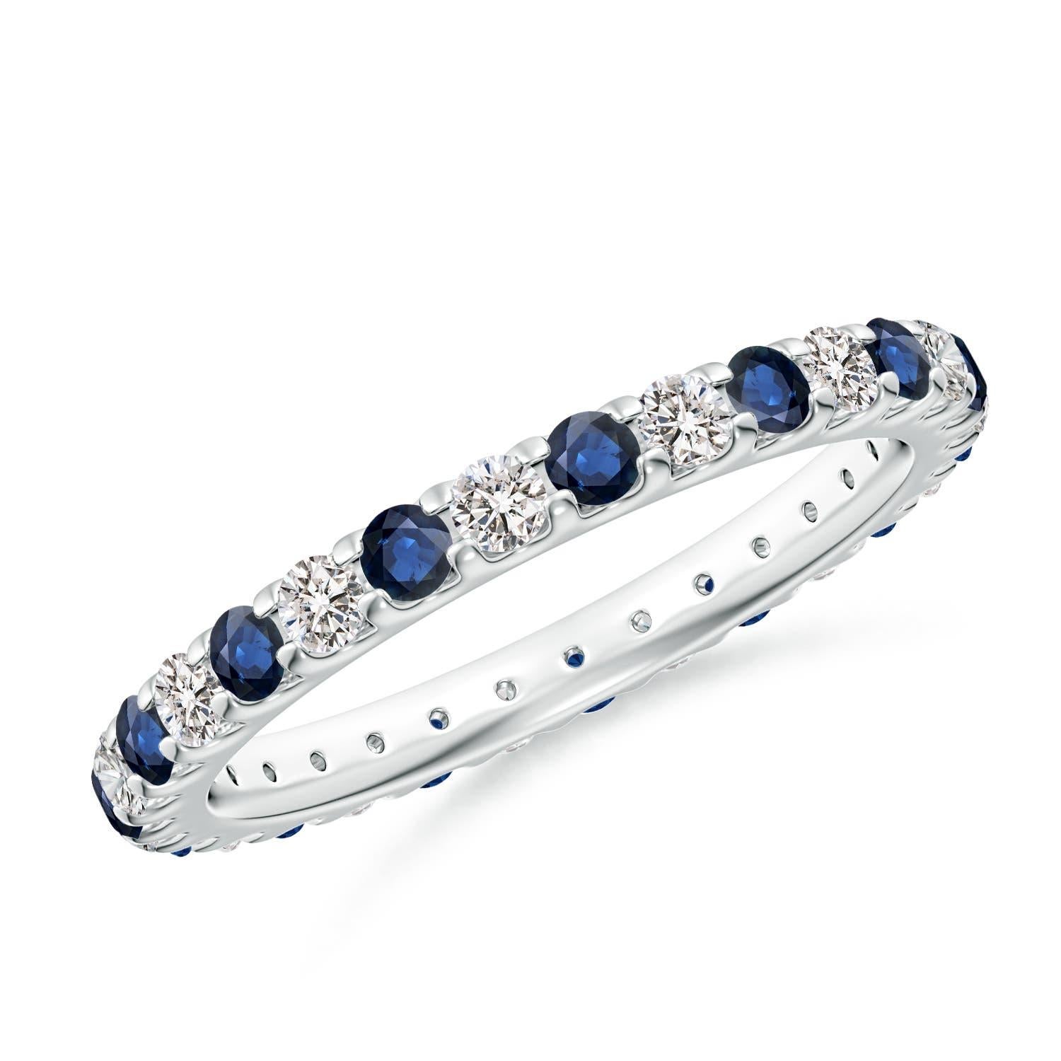 Angara natürlichen geteilt Prong Saphir und Diamant Eternity Band in 14K massivem Gold im Angebot 1