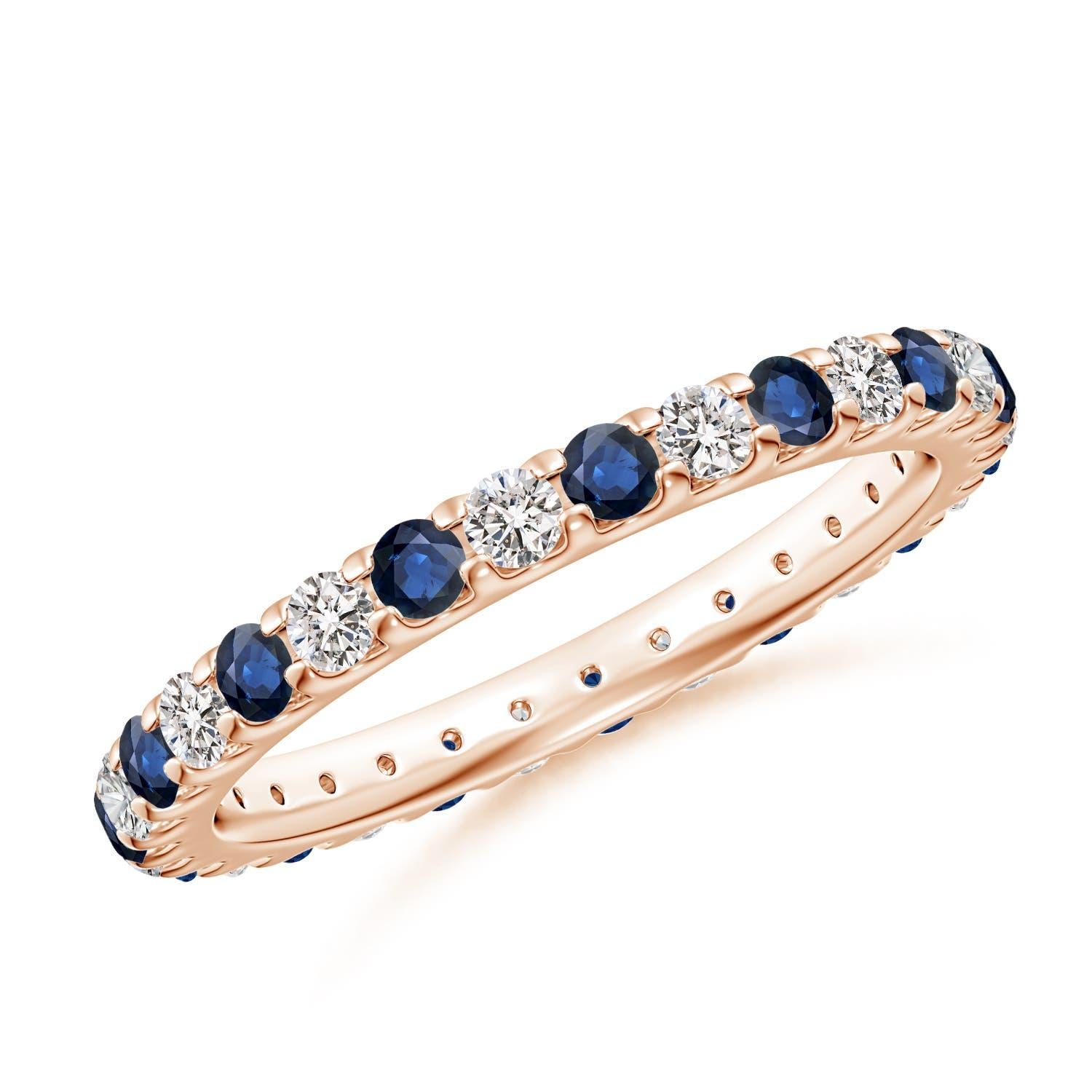Angara natürlichen geteilt Prong Saphir und Diamant Eternity Band in 14K massivem Gold im Angebot 2