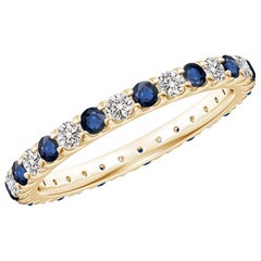 Angara natürlichen geteilt Prong Saphir und Diamant Eternity Band in 14K massivem Gold