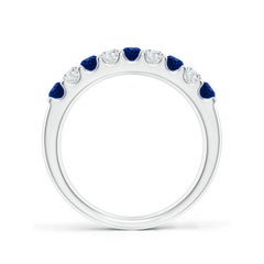 Angara Natural Shared Prong Sapphire and Diamond Half Eternity Ring in 14K Gold