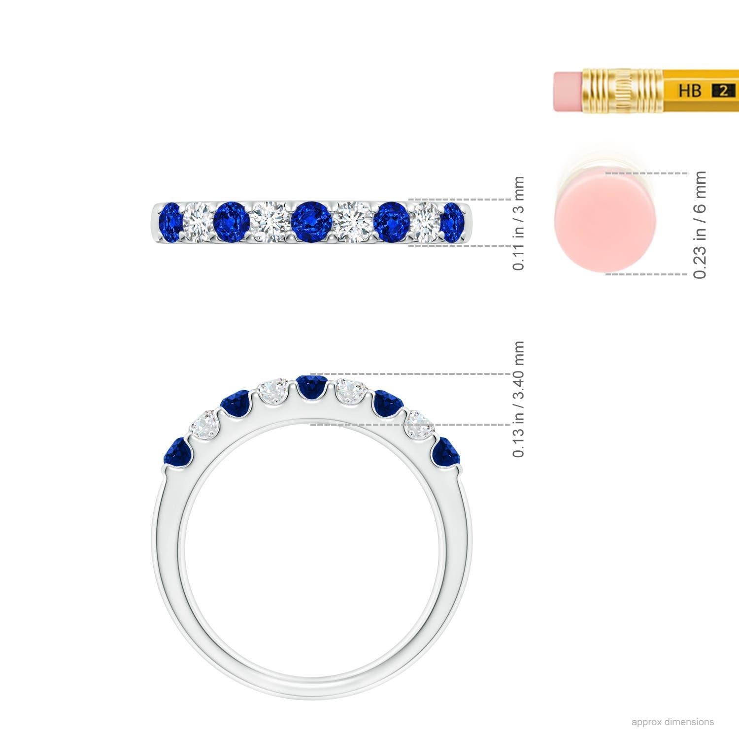 Anillo de media eternidad Angara de zafiro natural y diamante con garras compartidas en oro de 14 quilates en venta 1