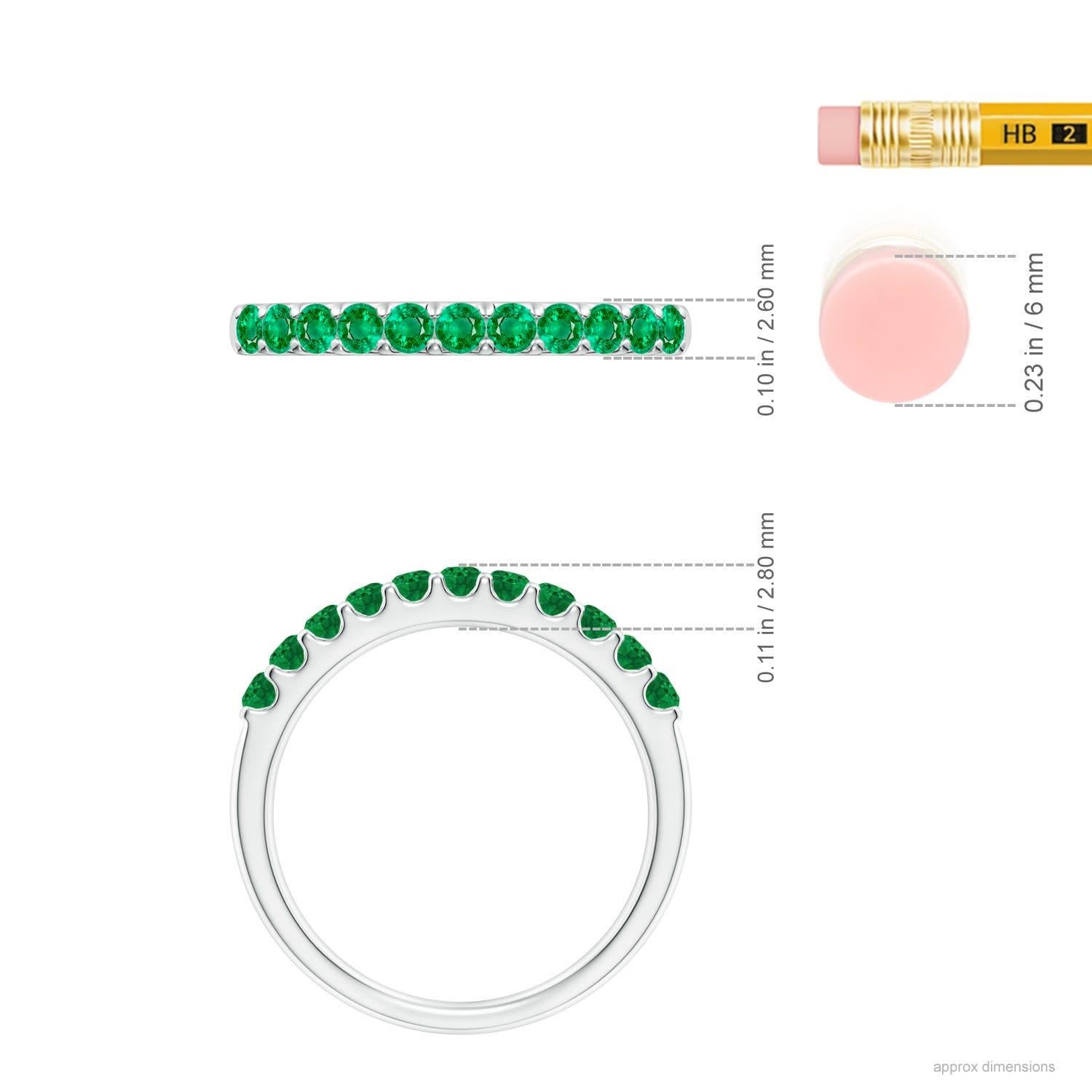 De las mujeres Angara Alianza de boda de oro macizo de 14 quilates con esmeralda natural compartida engastada en garras en venta