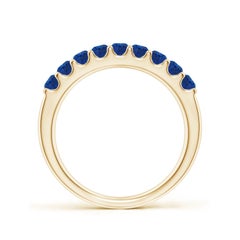 Angara Natural Shared Prong Set Eternity Sapphire Wedding Band in 14K Solid Gold