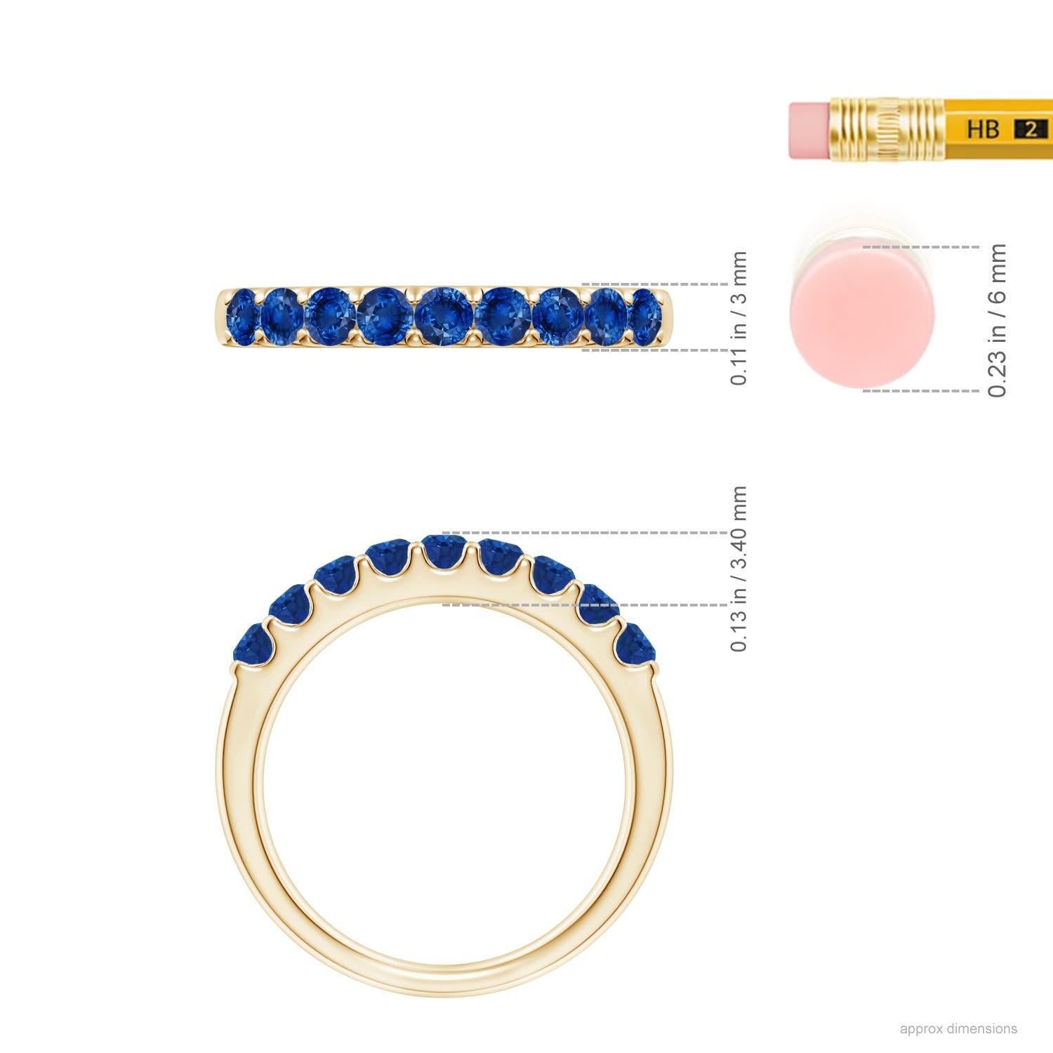 Angara Alianza de boda natural compartida con zafiro en oro macizo de 14K en venta 1
