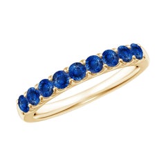 Angara Alianza de boda natural compartida con zafiro en oro macizo de 14K