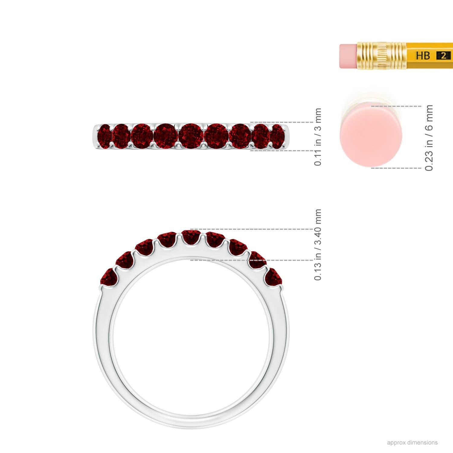 Angara Natural Shared Prong Set Half Eternity Ruby Wedding Band 14K Solid Gold For Sale 1
