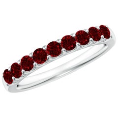 Angara Natural Shared Prong Set Half Eternity Ruby Wedding Band 14K Solid Gold