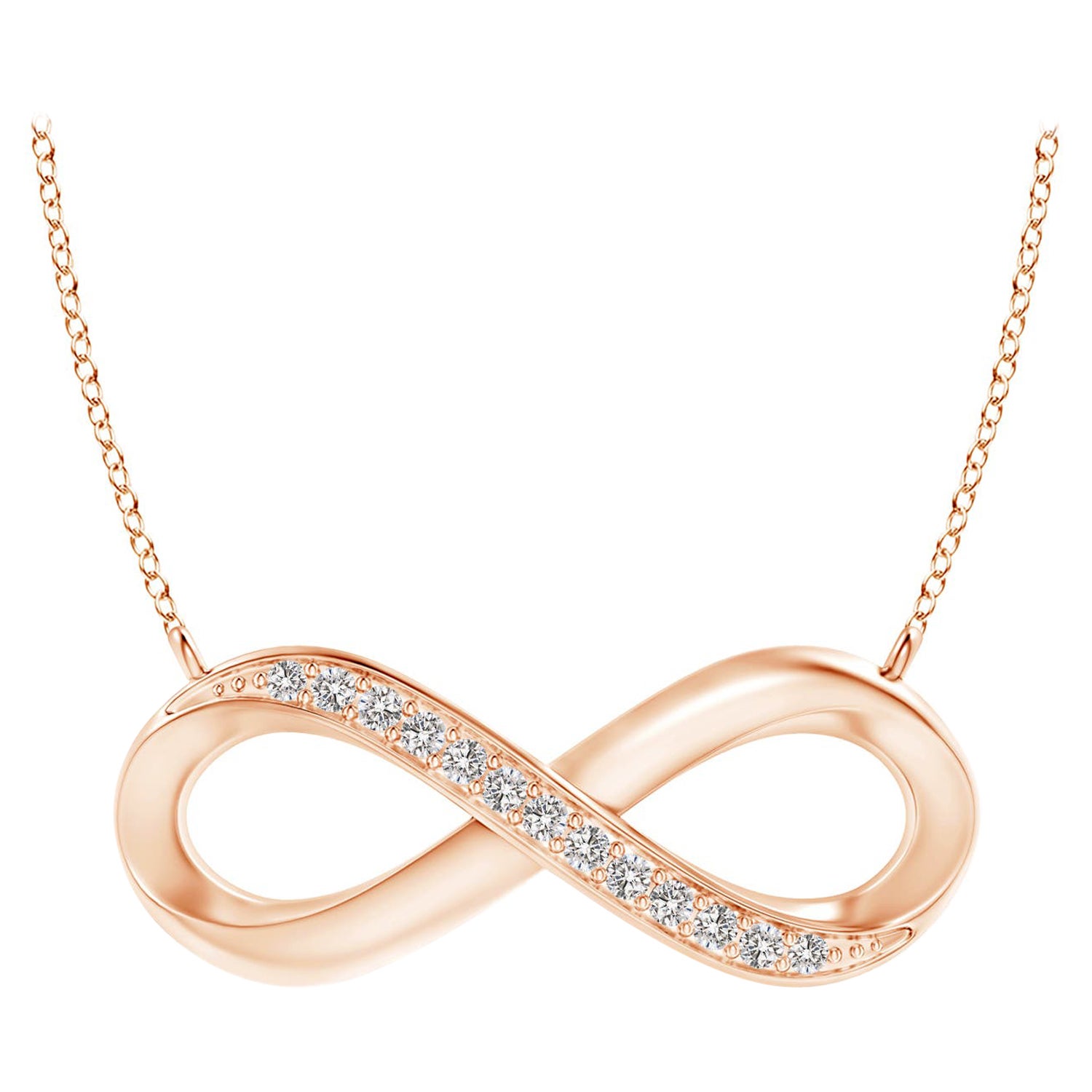 ANGARA Collana Infinity con diamanti naturali da 0,05cttw in oro rosa 14K