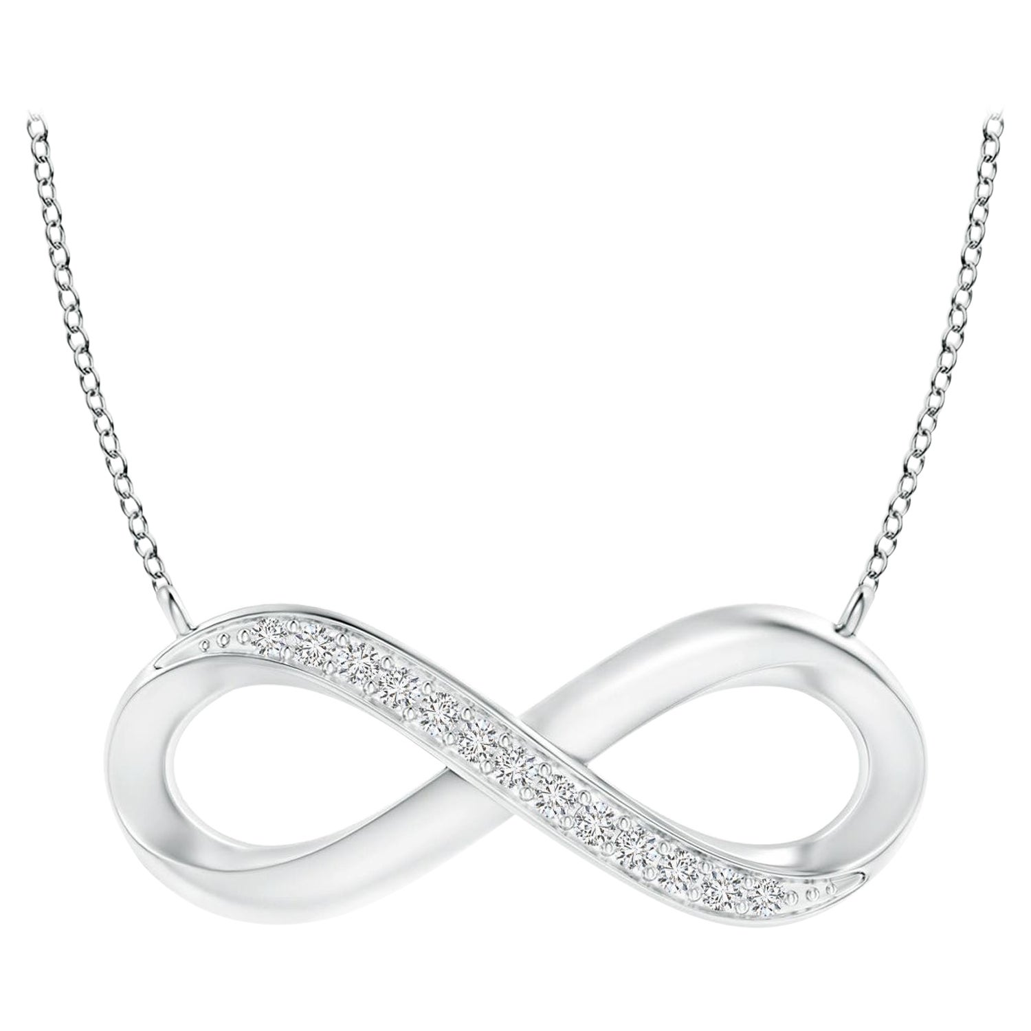 ANGARA Collana Infinity con diamanti naturali da 0,05cttw in oro bianco 14 carati