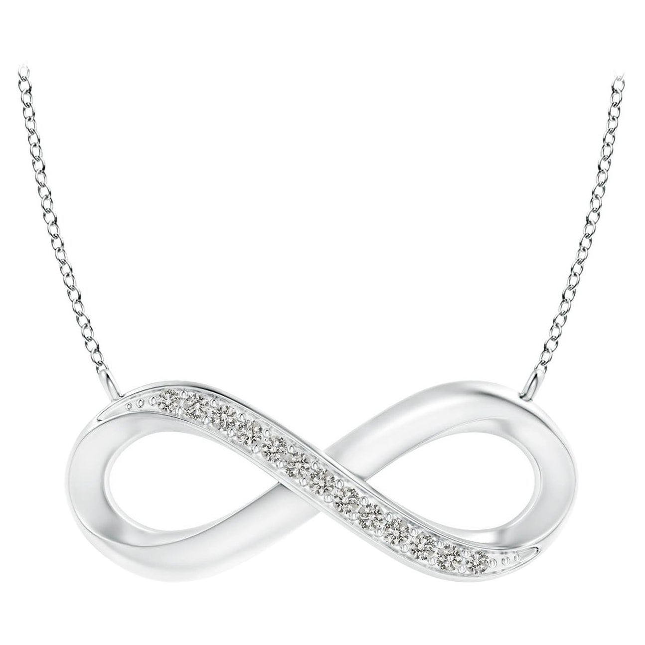 ANGARA Collana Infinity con diamanti naturali da 0,05cttw in oro bianco 14 carati in vendita