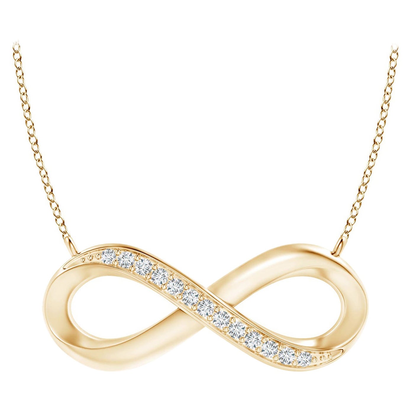 ANGARA Collana Infinity con diamanti naturali da 0,05 carati in oro giallo 14 carati