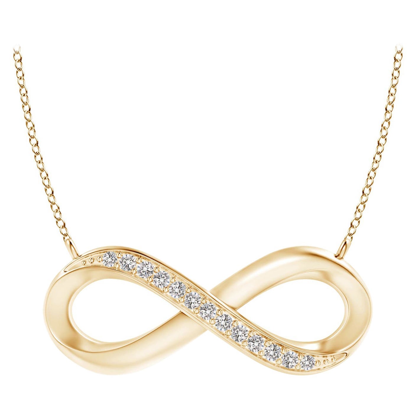 ANGARA Collana Infinity con diamanti naturali da 0,05 carati in oro giallo 14 carati