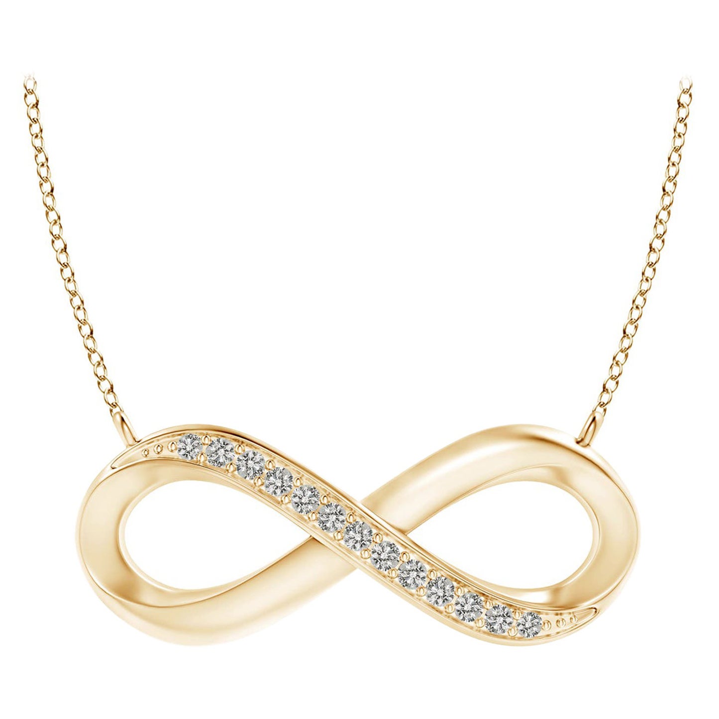 ANGARA Collana Infinity con diamanti naturali da 0,05 carati in oro giallo 14 carati