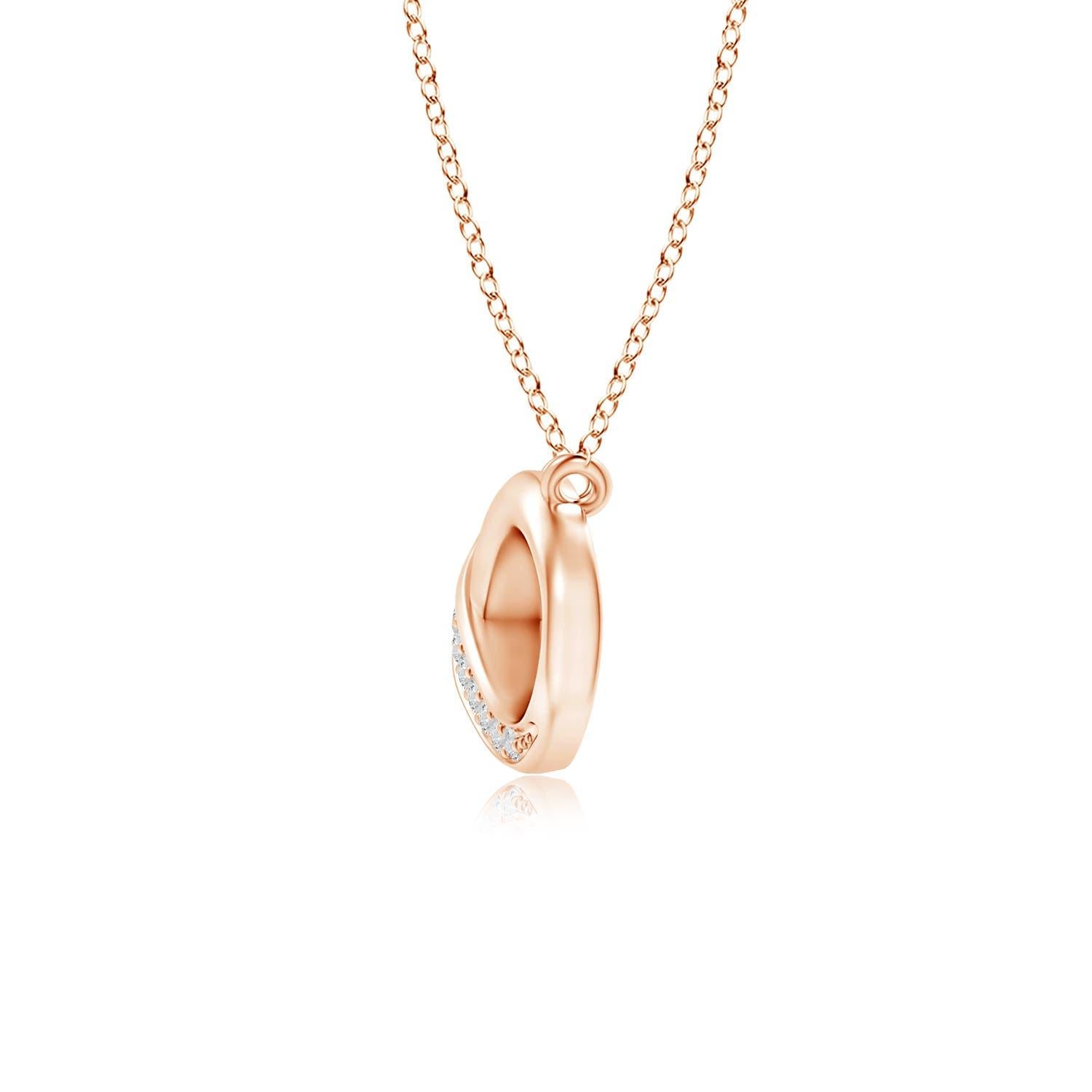 Round Cut ANGARA Natural Sideways 0.05cttw Diamond Infinity Necklace in 14K Rose Gold For Sale