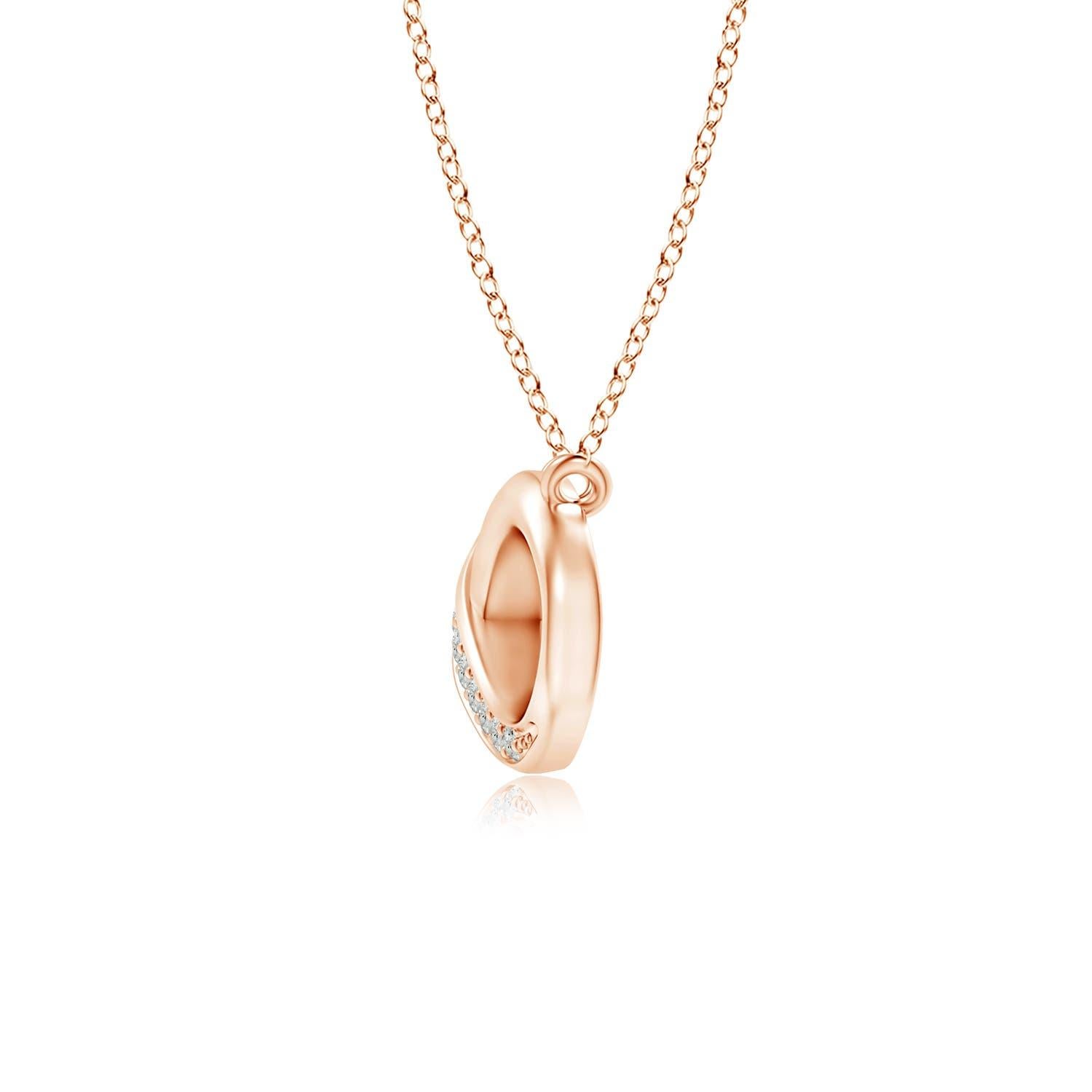 Round Cut ANGARA Natural Sideways 0.05cttw Diamond Infinity Necklace in 14K Rose Gold For Sale