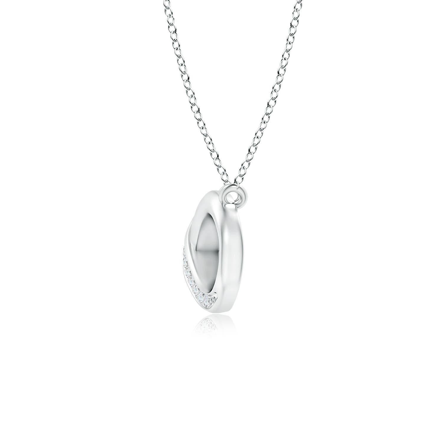 Round Cut ANGARA Natural Sideways 0.05cttw Diamond Infinity Necklace in 14K White Gold For Sale
