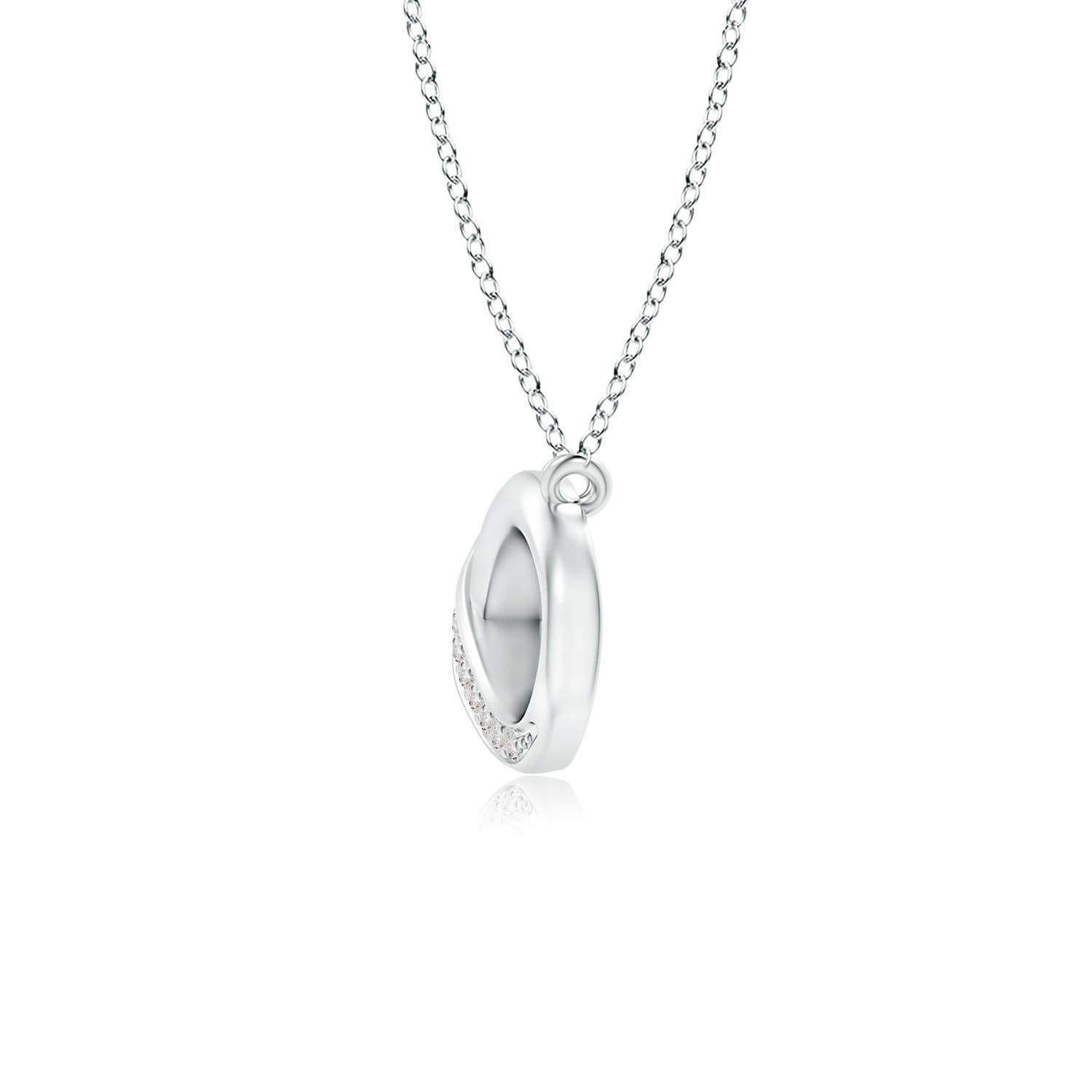 Round Cut ANGARA Natural Sideways 0.05cttw Diamond Infinity Necklace in 14K White Gold For Sale