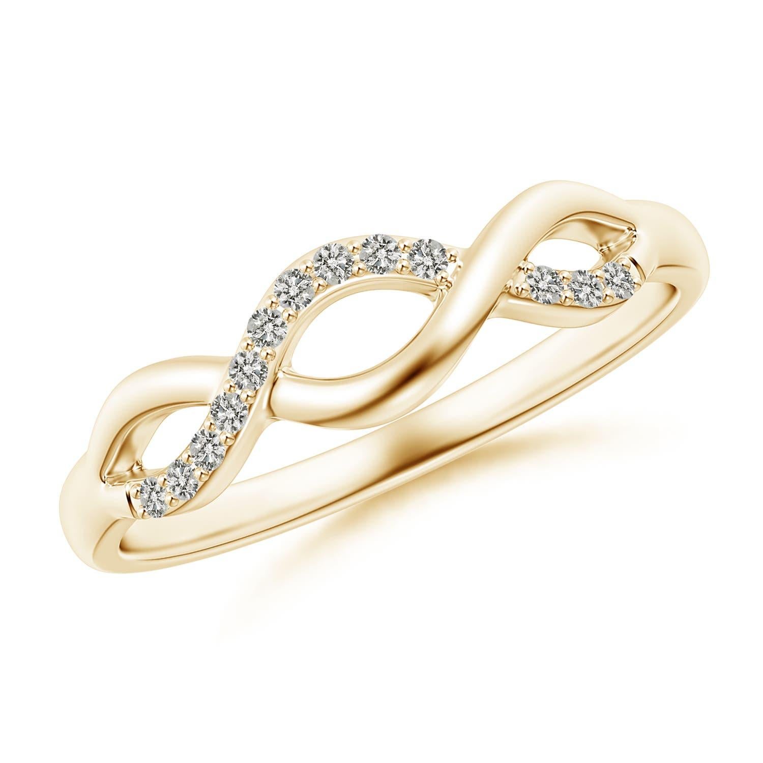 Anillo Infinito Angara de Diamantes Naturales de una Cara entrecruzados en Oro Macizo de 14 K en venta 2