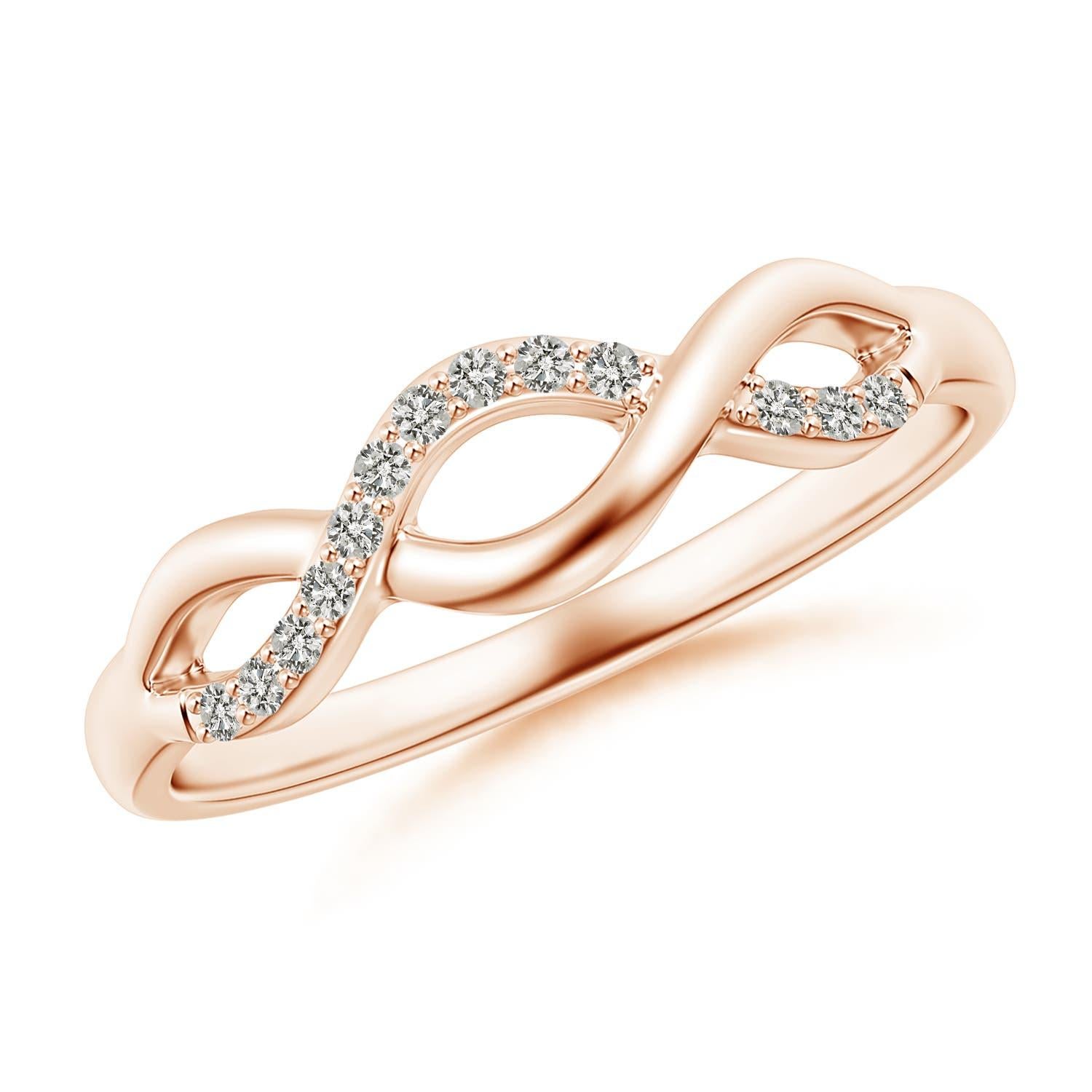 Anillo Infinito Angara de Diamantes Naturales de una Cara entrecruzados en Oro Macizo de 14 K en venta 3