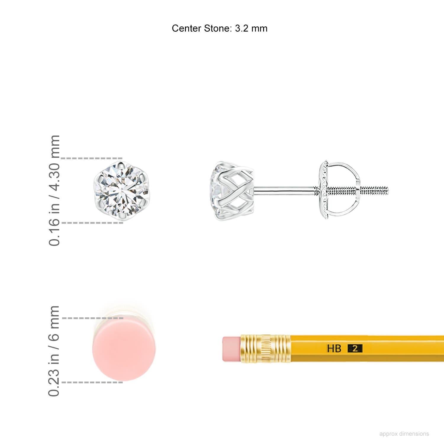 Moderne Angara Natural Six Prong-Set Diamond Solitaire Filigree Stud Earring in 14K Gold (Clou d'oreille filigrane en or) en vente