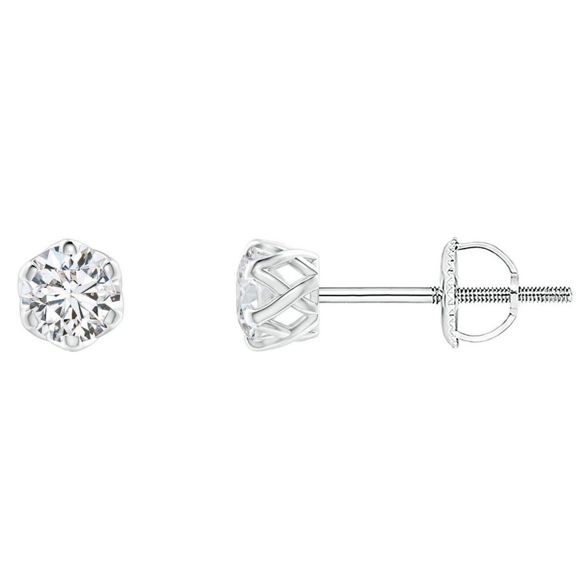 Angara Natural Six Prong-Set Diamond Solitaire Filigree Stud Earring in 14K Gold (Clou d
oreille filigrane en or)