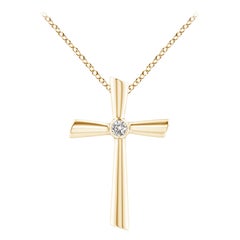 ANGARA Colgante Cruz con Diamante Solitario Natural de 0.1cttw en Oro Amarillo de 14K