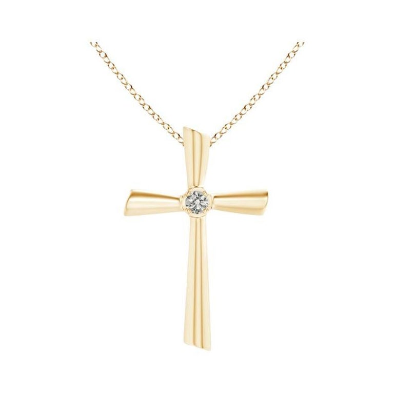 ANGARA Natürlicher Solitär 0,1cttw Diamant-Kreuz-Anhänger aus 14K Gelbgold