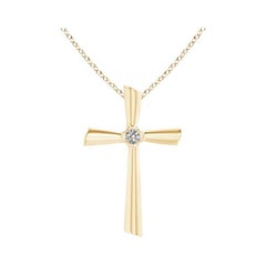 ANGARA Natürlicher Solitär 0,1cttw Diamant-Kreuz-Anhänger aus 14K Gelbgold