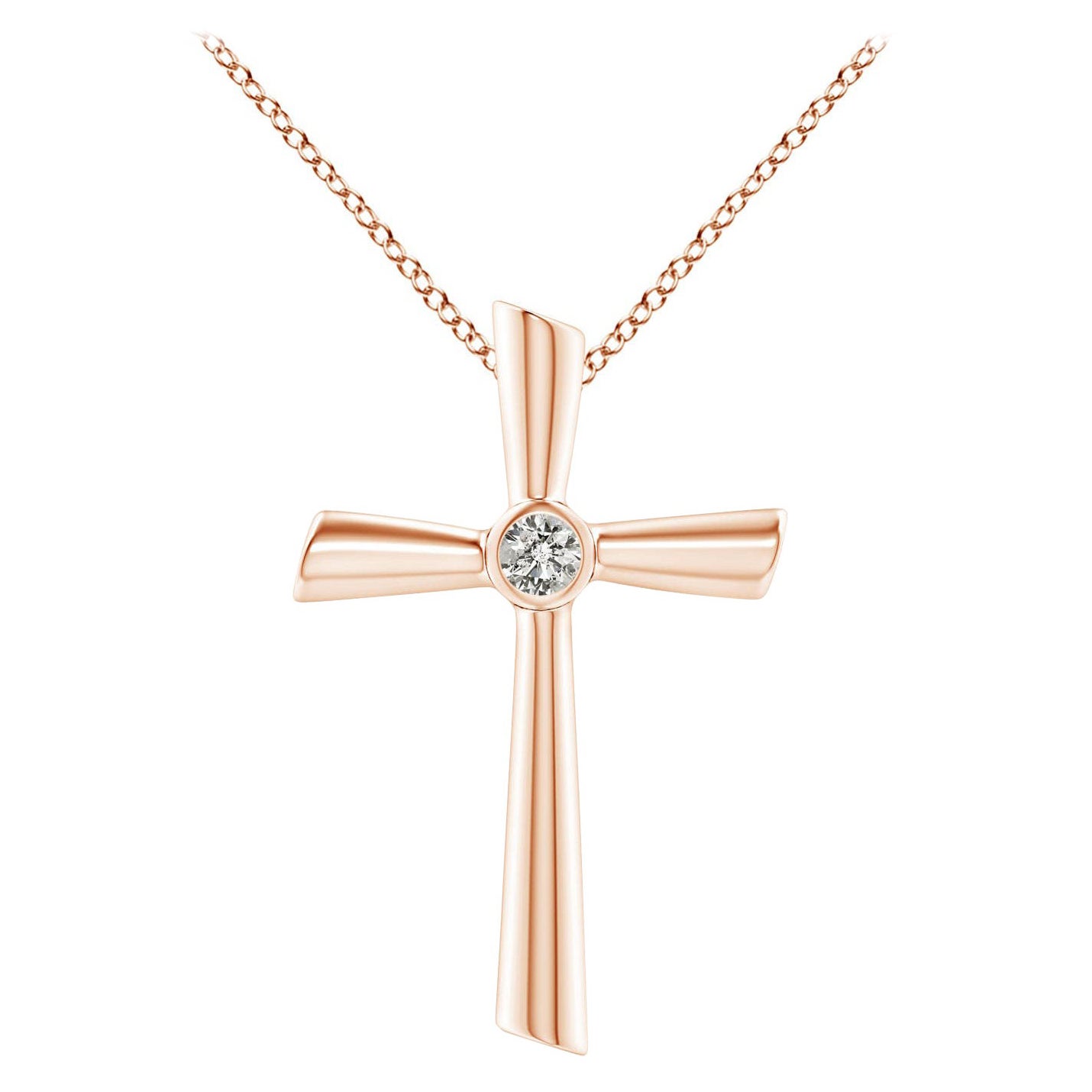 ANGARA Natürlicher Solitär 0,2cttw Diamant-Kreuz-Anhänger aus 14K Roségold