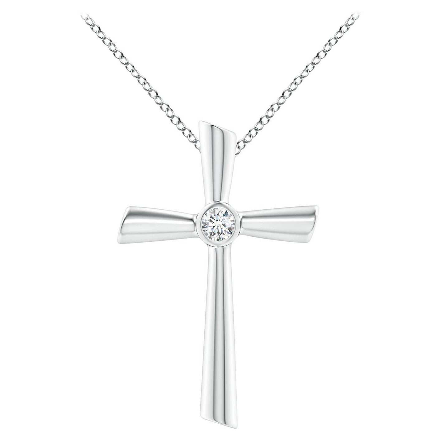 ANGARA Natural Solitaire 0.2cttw Diamond Cross Pendant in 14K White Gold