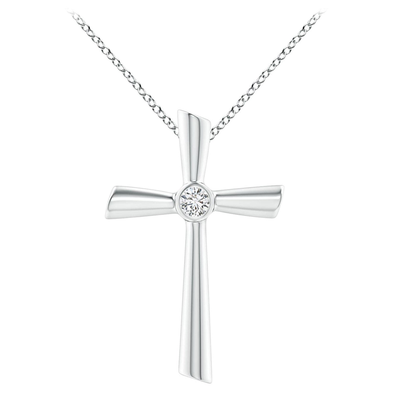 ANGARA Natural Solitaire 0.2cttw Diamond Cross Pendant in 14K White Gold