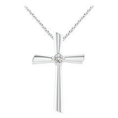 ANGARA Natural Solitaire 0.2cttw Diamond Cross Pendant in 14K White Gold