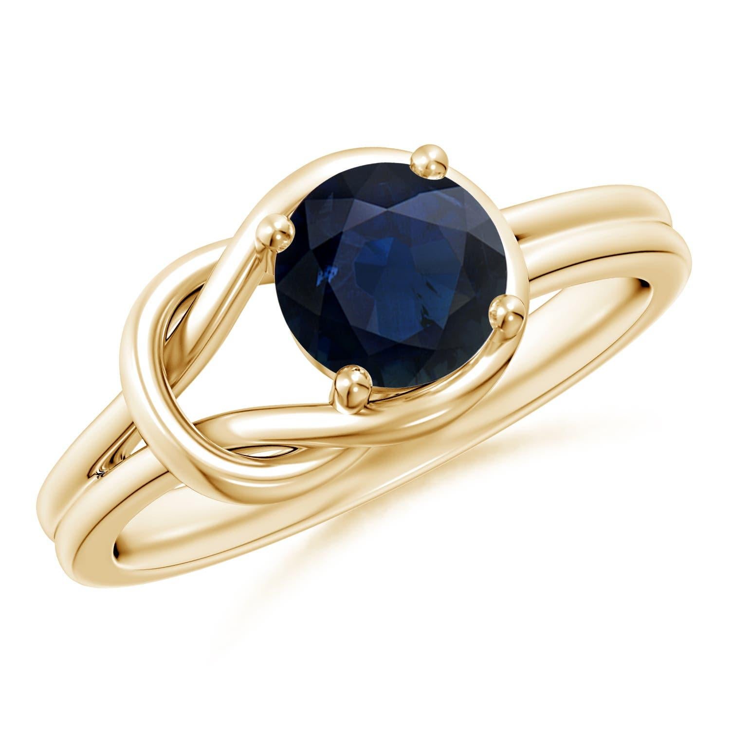 Angara Natürlicher Solitär 1 ct Blauer Saphir Knoten Verlobungsring in 14K Gold im Angebot 2