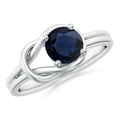Angara Natürlicher Solitär 1 ct Blauer Saphir Knoten Verlobungsring in 14K Gold