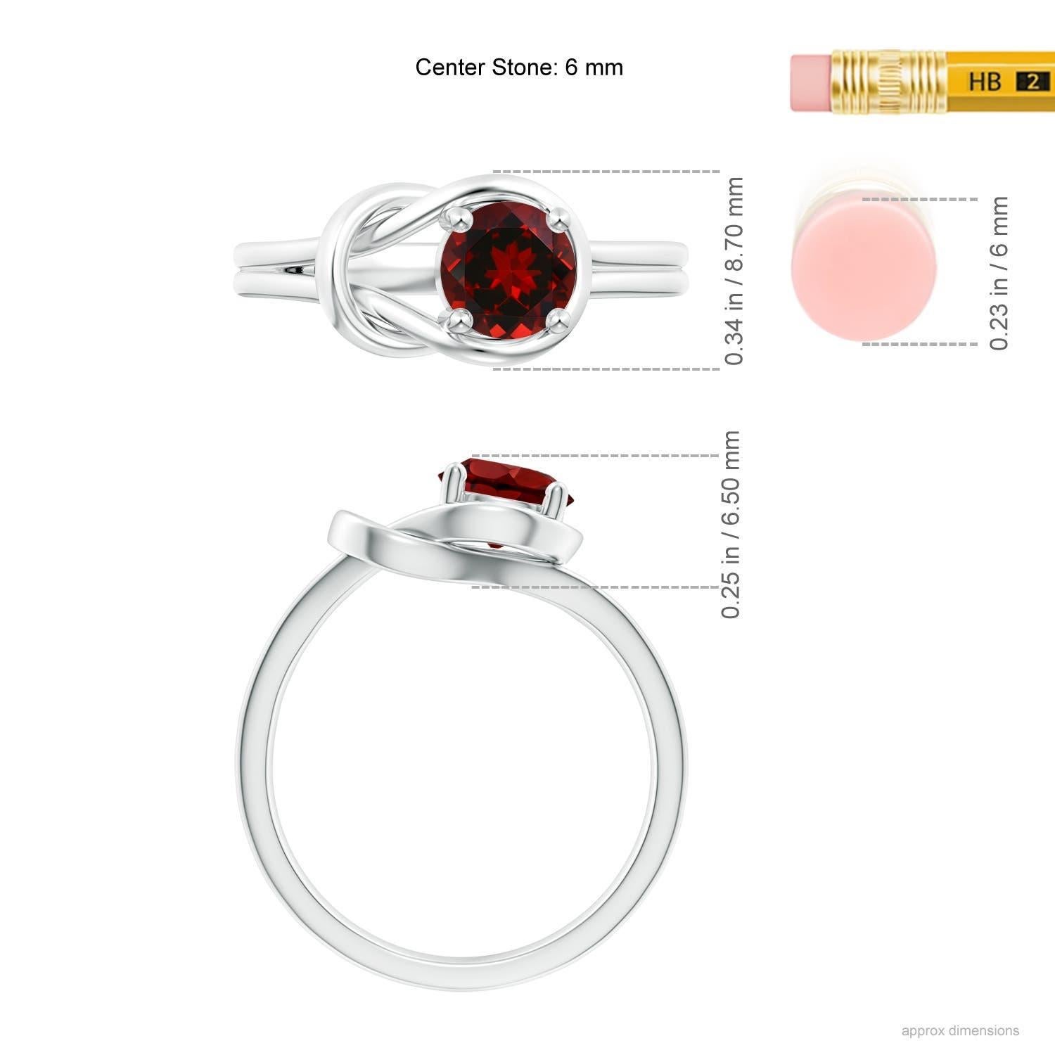 De las mujeres Anillo Angara Solitario Natural 1 ct Granate Nudo Infinito en Oro Macizo de 14K en venta