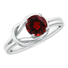 Anillo Angara Solitario Natural 1 ct Granate Nudo Infinito en Oro Macizo de 14K