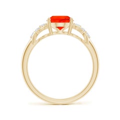 Angara Natural Solitaire 1.1 ct Fire Opal Ring with Diamonds in 14K Solid Gold