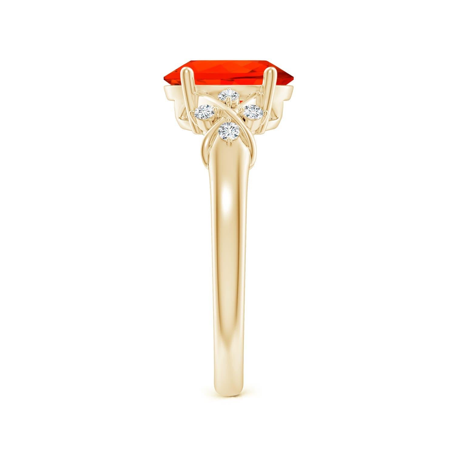 Angara Bague solitaire en or massif 14K de 1,1 ct d'opale de feu avec diamants Neuf - En vente à Los Angeles, CA
