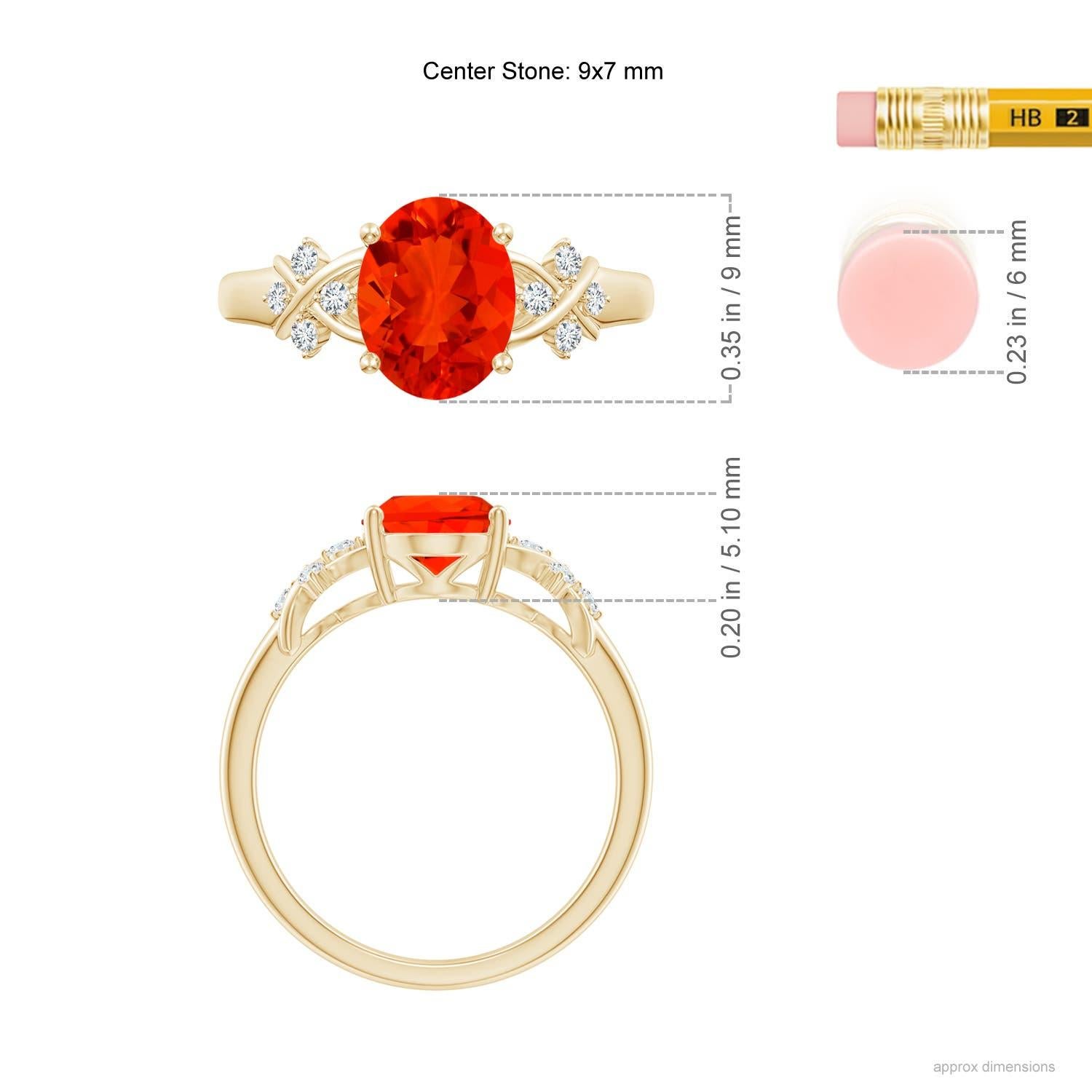 Angara Bague solitaire en or massif 14K de 1,1 ct d'opale de feu avec diamants en vente 1
