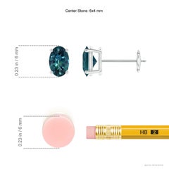 Teal Montana Sapphire 1.2ct Stud Earrings in 14K Gold, Modern Design